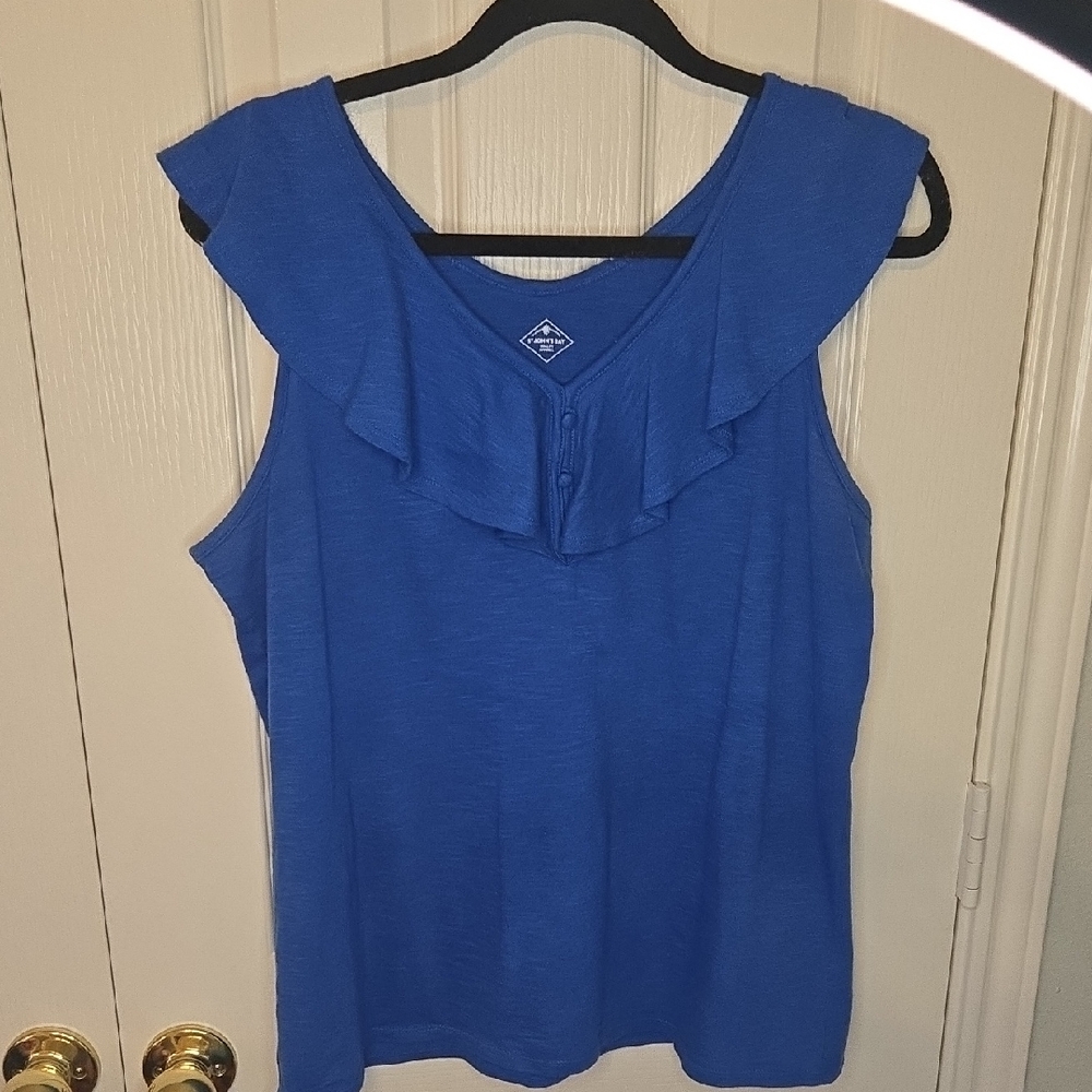 St. John's Bay Royal Blue Ruffled Tank Top